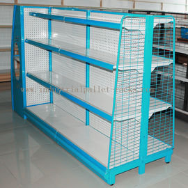 Gondola Shelves Blue Light Duty Hiển thị Rack Với Wire Mesh hoặc Steel Side Board