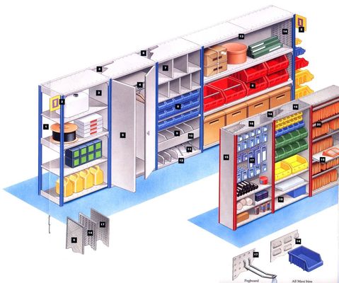 Mua Kệ lưu trữ các bộ phận nhỏ công nghiệp nhẹ với mạ kẽm đã hoàn thành sản xuất trực tuyến