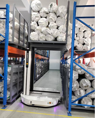 Hệ thống lưu trữ cuộn vải tùy chỉnh với xe nâng hoặc vận hành AGV cho không gian kho vừa và nhỏ