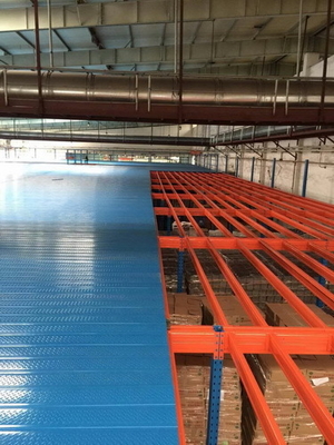 Sàn lửng công nghiệp bằng thép nhiều tầng hạng nặng / trung bình với màu Xanh lam và Cam